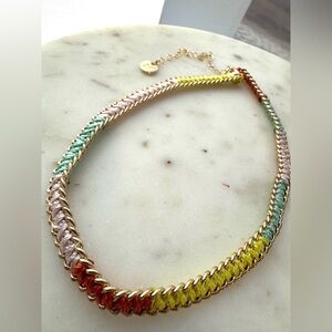 NWT Pastel Multicolor thread and gold Chain Necklace - Women Jewelry